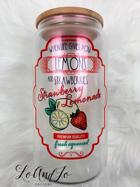 Strawberry Lemonade Glass Beer Can Tumbler Iridescent Libbey Etsy