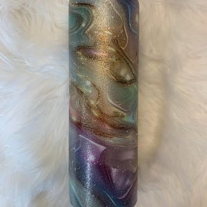 Gold Watercolor Marble 20oz Glitter Tumbler