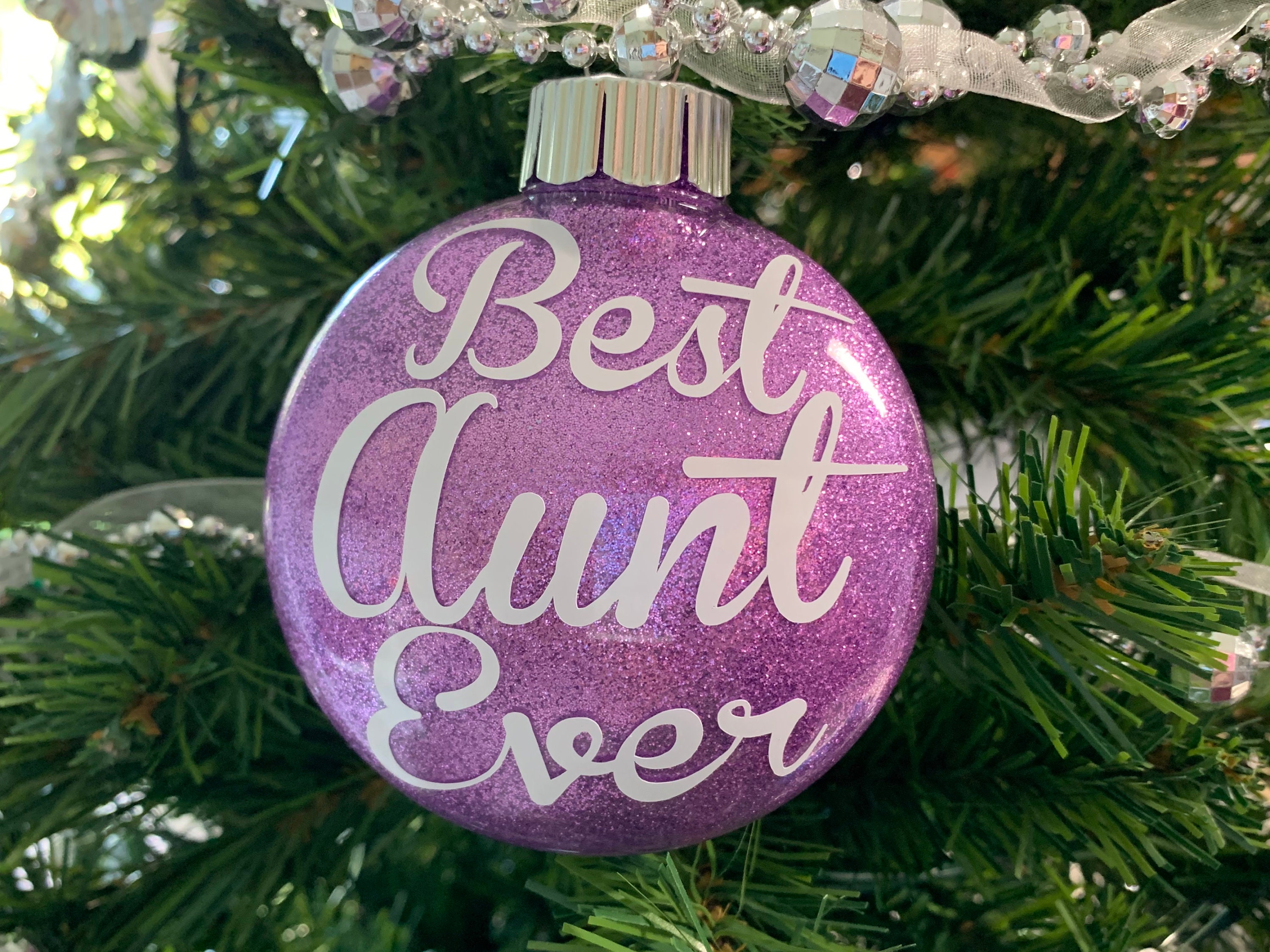Best Aunt Ever Ornament Personalized Aunt Gift Glitter Etsy UK