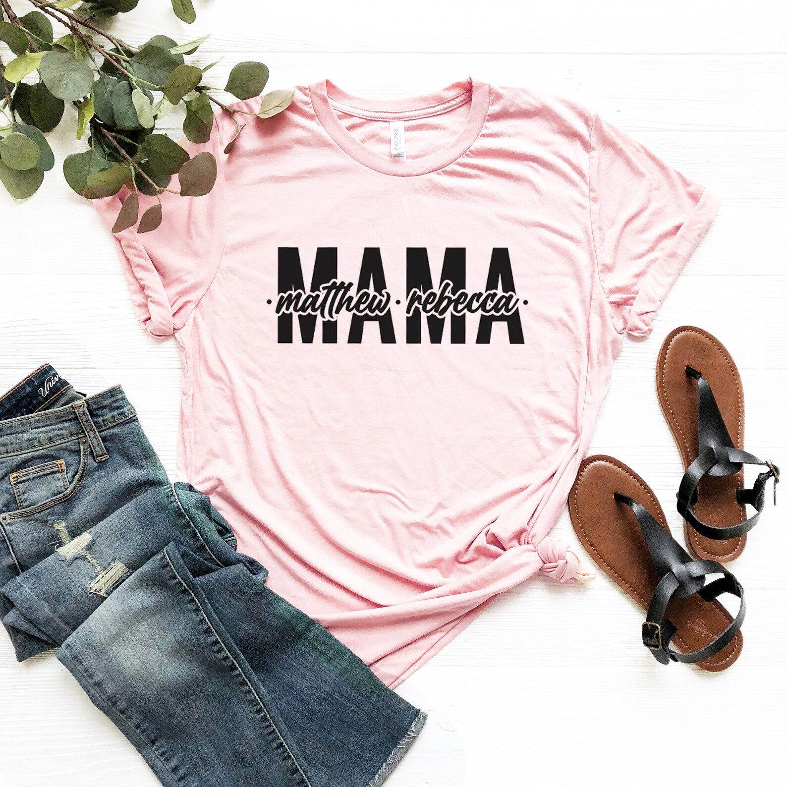 Custom Kids Name on Mom and Dad Tshirt Custom Names Gift Etsy