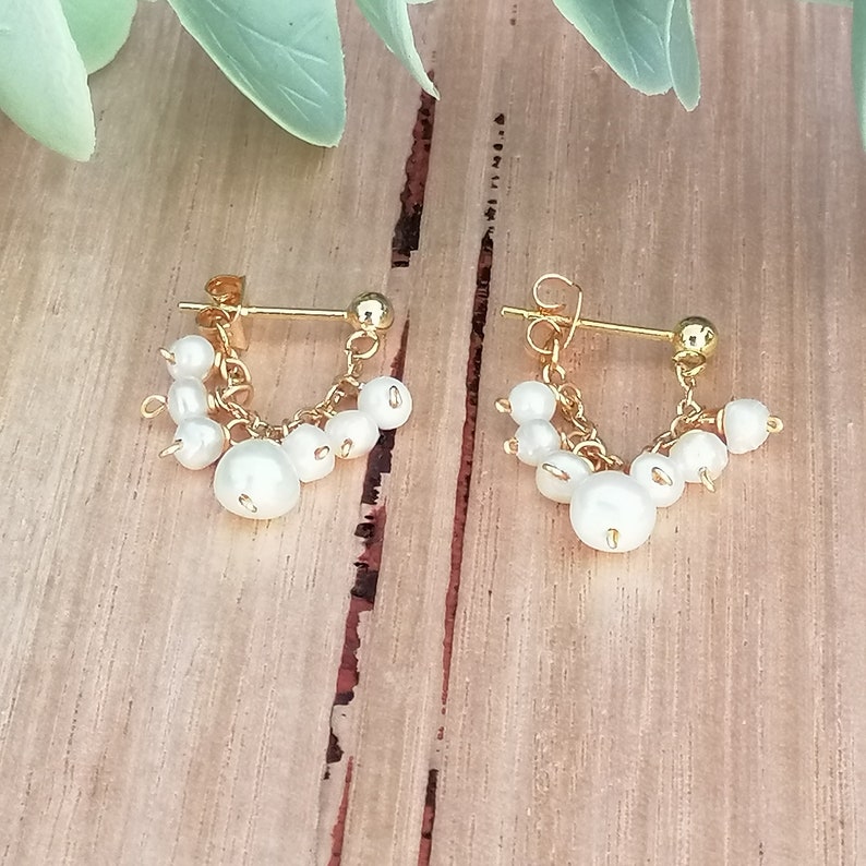 Pearl Bridal Earring Dangle Pearl Earring Tasseled Pearl Earring|Pearl Earring|925 Sterling Silver Ear Pin Pearl Ear Jacket Pearl Earring