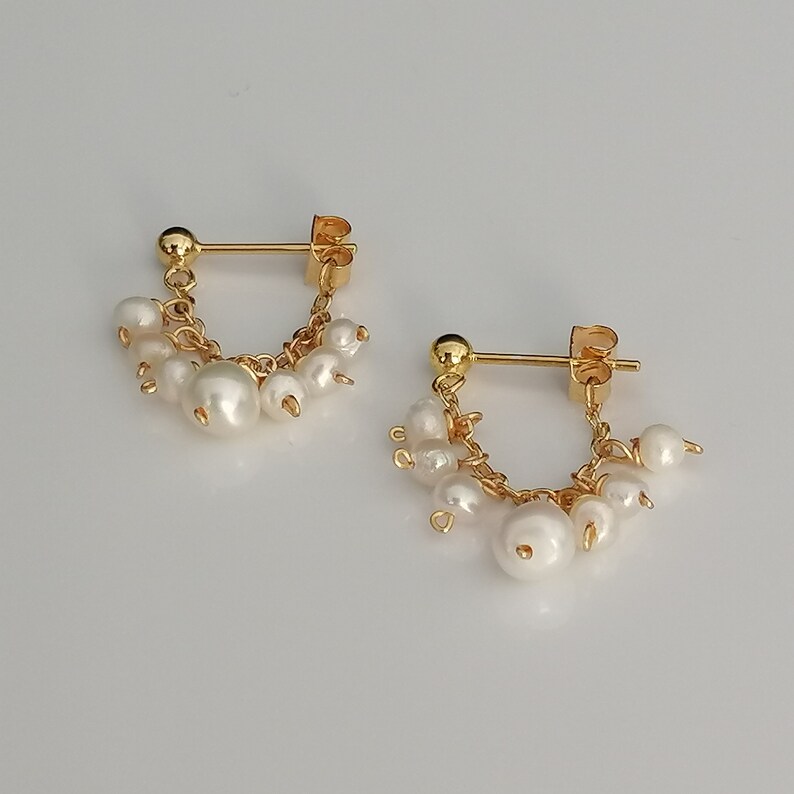 Pearl Bridal Earring Dangle Pearl Earring Tasseled Pearl Earring|Pearl Earring|925 Sterling Silver Ear Pin Pearl Ear Jacket Pearl Earring