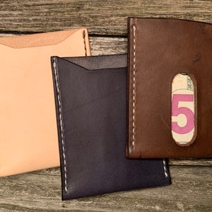 Lo esencial. Monedero delgado EDC minimalista de cuero hecho a mano para él o ella, cartera de hombre delgado, cartera minimalista hecha a mano