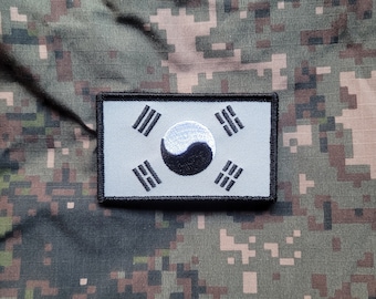 Republic of Korea Army (ROK) Low Visibility Flag airsoft and cosplay morale patch w/ hook & loop backing