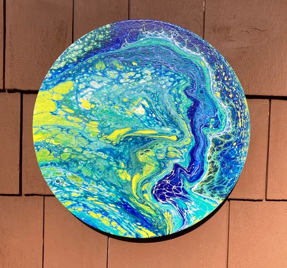 12 Circle Canvas Acrylic Pour Painting Etsy