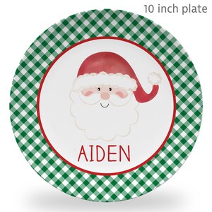 Santa Plate, keepsake or daily use plate, santa claus plate, green and red, Holiday, santa, child&#39;s gift, toddler plate