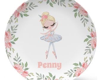 Ballerina Girl Keepsake or everyday use plate, kid's plate, mug, placemat, bowl available. Pink, personalized, ballet gift