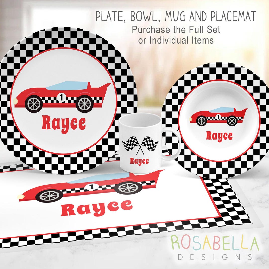 Personalized Race Car Plate Set: Toddler Racecar Dinnerware Gift - Etsy