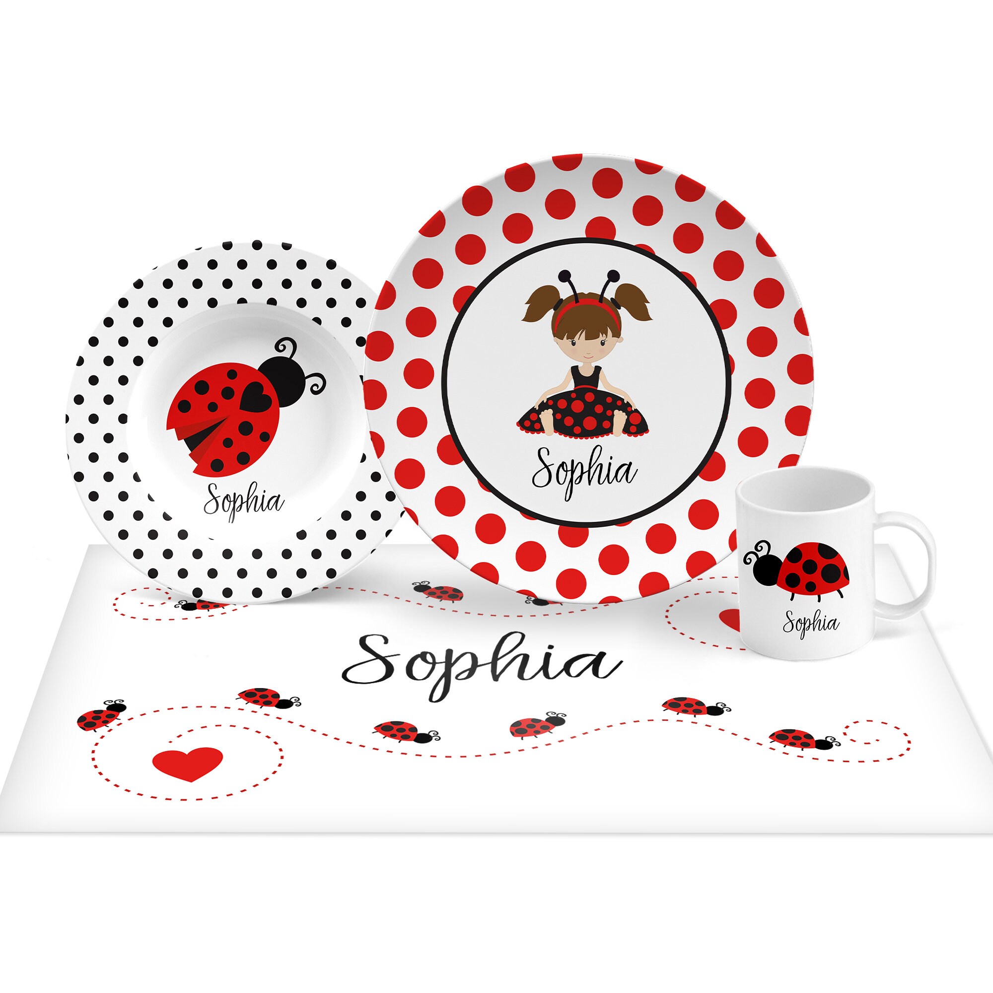 Ladybug Plate bowl mug placemat Keepsake plate girl's Etsy