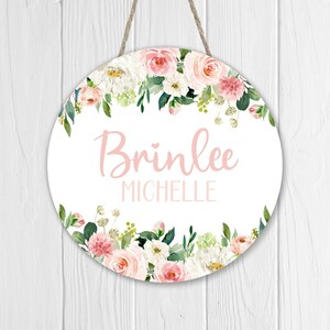 Pink Flowers Name Sign, Wood Name Sign, Wooden Name Sign, Floral Nursery Decor, Kids Room Decor, Baby Announcement Sign, Girl wall decor