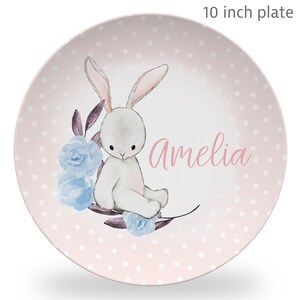 Rabbit Plate Personalized Plate cute bunny bear gift Girl Plate Flowersbaby gift girl