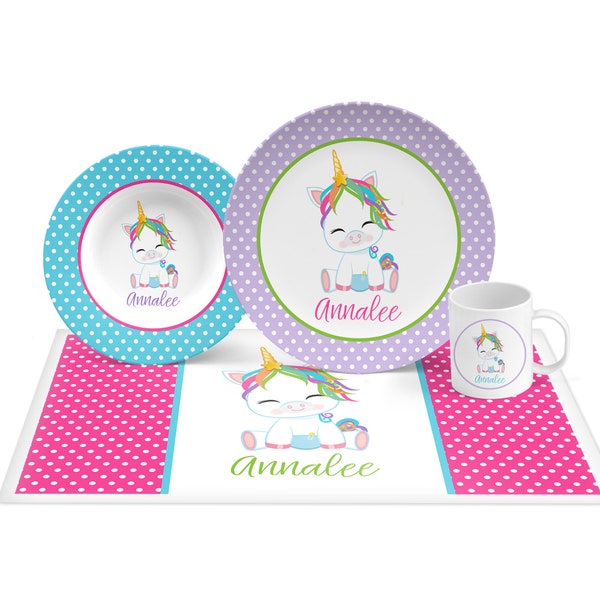 Baby unicorn plate, cute unicorn gift, unicorn tableware, chose plate, bowl, mug, or placemat