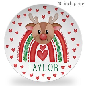 Christmas Snowman Rainbow Plate, keepsake or daily use plate, Christmas gift, Holiday, child&#39;s gift, toddler plate