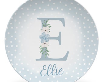 Initial Name Plate, Personalized Plate with name and initial, cute flower gift, Girl, Flowers, keepsake quality, everyday use, baby gift