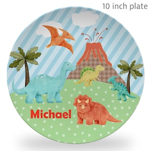 Personalized Dinosaur Kids Plate Gift Dinnerware Plate Toddler dinosaur gift, personalized dino plate