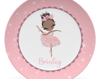 Ballet Plate, Ballerina Girl Keepsake or everyday use plate, kid's plate, mug, placemat, bowl available. Pink, personalized, ballet gift