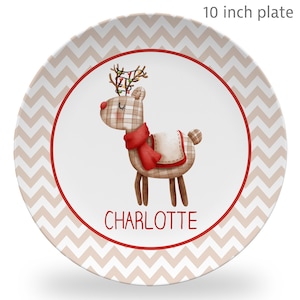 Reindeer Plate, keepsake or daily use plate, reindeer gift, Holiday, Christmas, child&#39;s gift, toddler plate