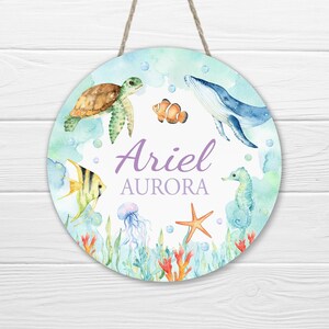 Ocean Animals Nursery Name Sign, Personalized Wood Sign Round - Etsy