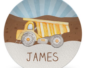 Dump truck plate, Construction gift, Keepsake or daily use, your choice - kid's plate, mug, placemat, bowl