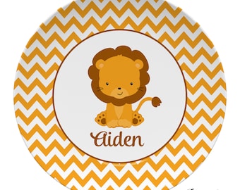 Lion kids plate, choose your colors, personalized with child's name, lion gift plate, choose colors font, lion gift