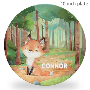 Fox Plate forest animal gift personalized with child&#39;s name foresttoddler gift boy girl gift cute fox