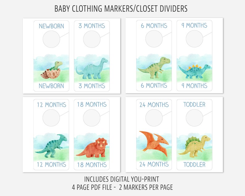 Printable Dinosaur Closet Dividers for Nursery/baby Room DIY Etsy