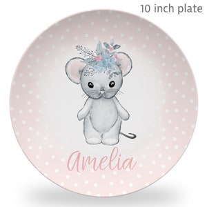 Mouse Plate Personalized Plate cute mouse gift Girl Plate Flowersbaby gift girl