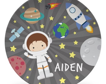 Personalized Space Astronaut Plate Set, Personalized Plate, bowl, mug placemat, space gift, astronaut, keepsake quality daily use, baby gift