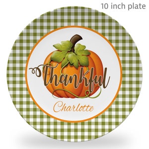 Thanksgiving Plate, keepsake or daily use plate, Harvest plate, Pumpkin Plate, Holiday, child&#39;s gift, toddler plate