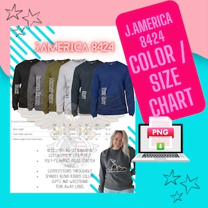 Tallas / Carta de colores J. America 8424 Sudadera Cuello Redondo Descarga Digital