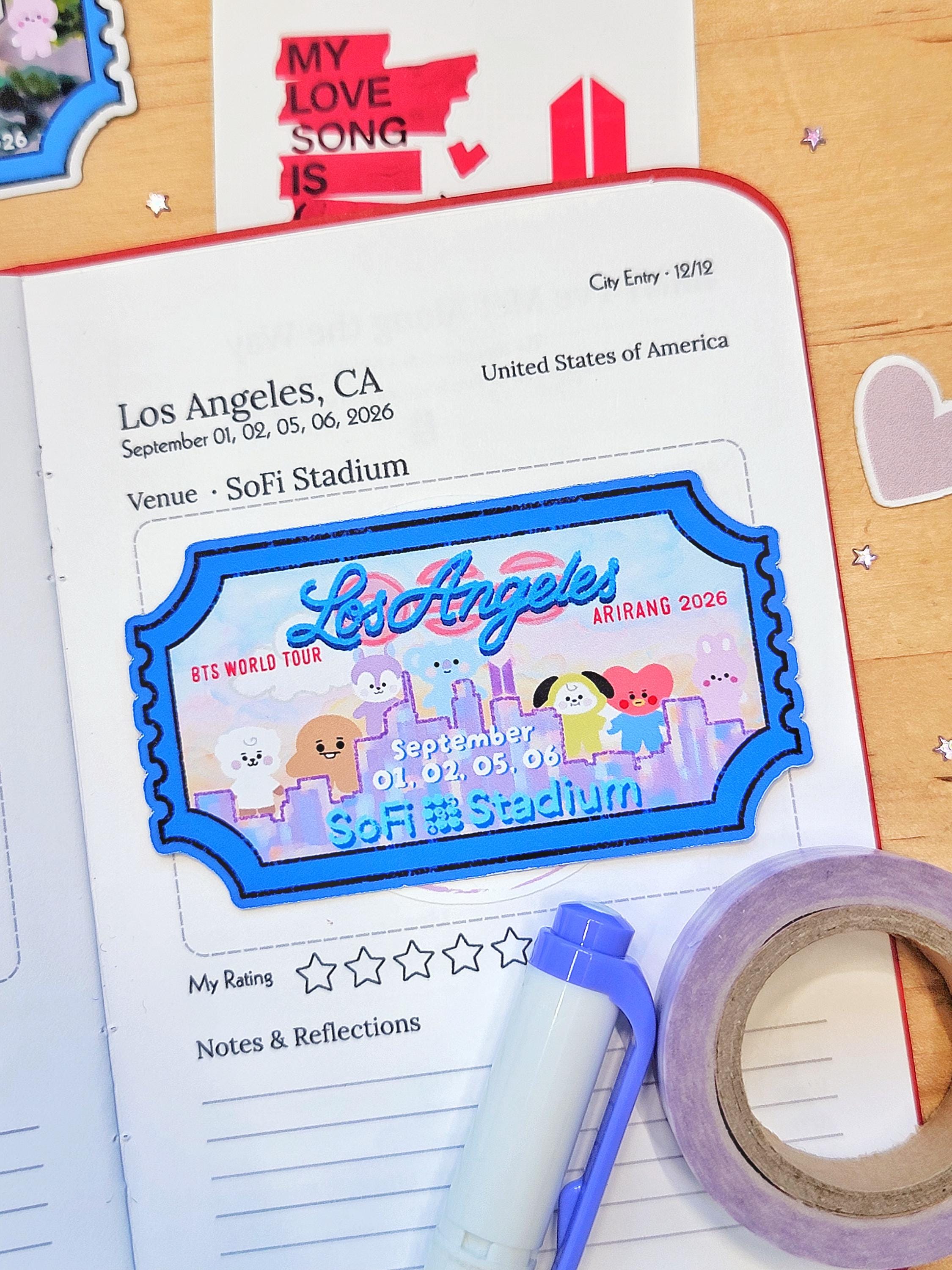 BTS World Tour ARIRANG Los Angeles Die Cut Sticker Magnet | BT21