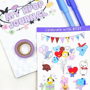 BTS / Celebra con BT21 Hoja de pegatinas KPop / Bullet Journal / Planificador / Cuaderno / Pegatinas decorativas / Polco / Lindo / Kawaii /