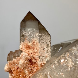 Smoky Pink Samadhi Double Terminated Quartz Cluster - High Altitude Himalayan Crystal