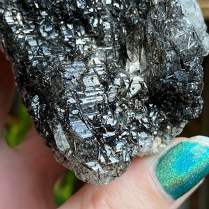 Black Tourmaline in Elestial Quartz from Brazil