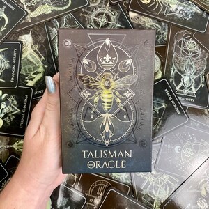 Talisman Orakel Deck - Sigil & Wahrsagung Sacred Geometry - Schwarz vergoldete Randkarten