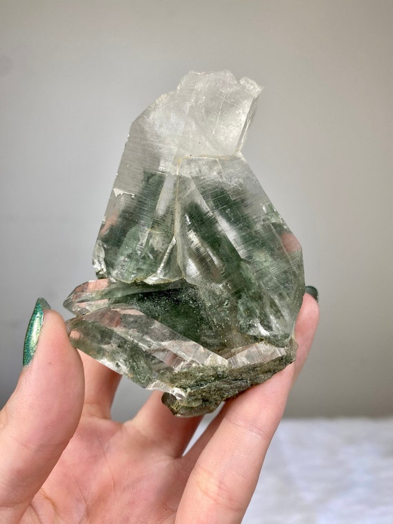 Nirvana Quartz Cluster With Green Chlorite Phantoms High