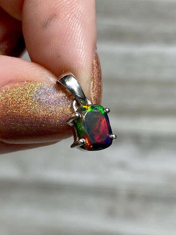 Black Opal in Sterling Silver Pendant