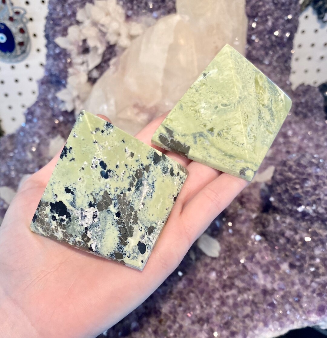 Serpentine With Pyrite Square Pyramid Etsy