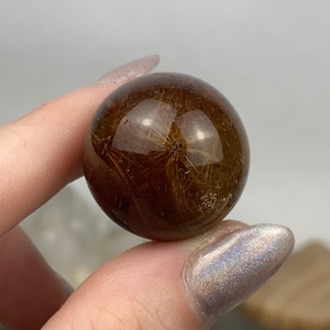 Rutile Sphere | High Grade Red and Gold Rutilated Quartz | 25 mm