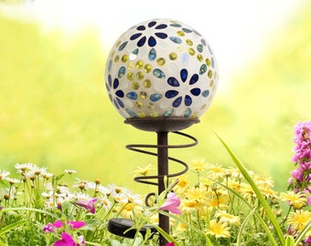 Solar mosaic globe glass ball stake light