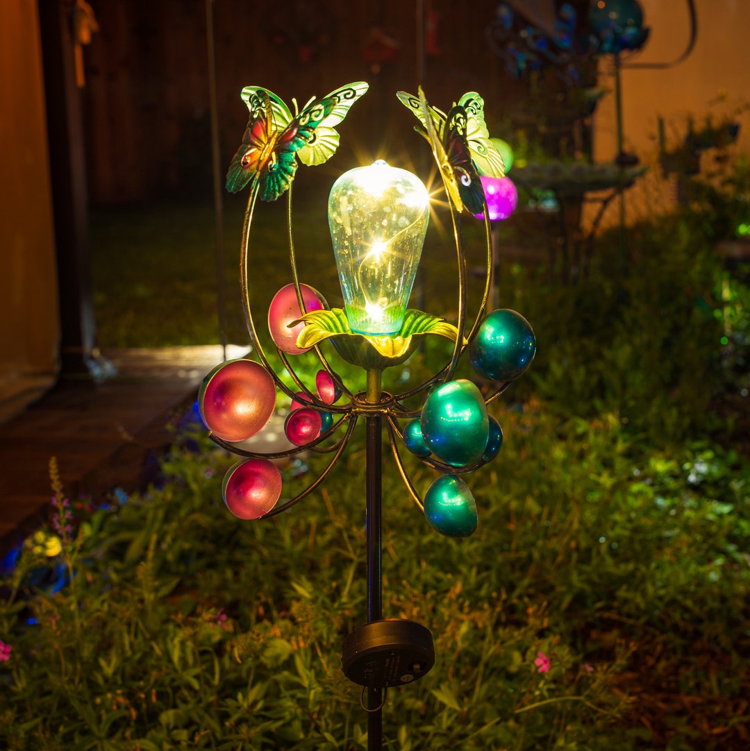 Solar Butterfly Wind Spinner Etsy