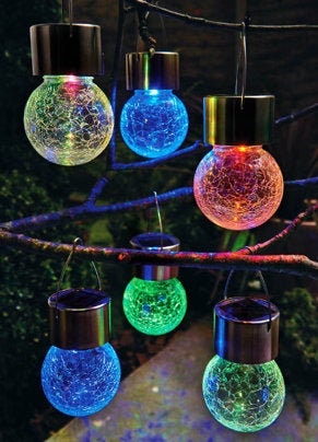 Hanging crackle glass cheap globe solar lights