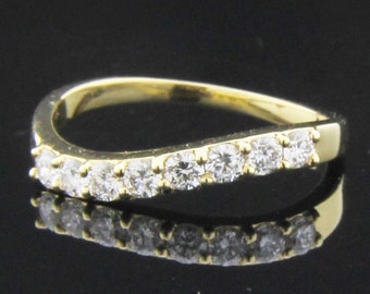 Vintage Diamond Wedding Band, Stacking Diamond Band, Curved Wedding Band, Diamond Matching Band, GemsJewelleryIN, Halloween Sale