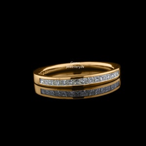 Princess Diamond Engagement Band, Diamond Wedding Band, Anniversary Gift for Wife, Diamond Stacking Band, Handmade custom Bridal ring,