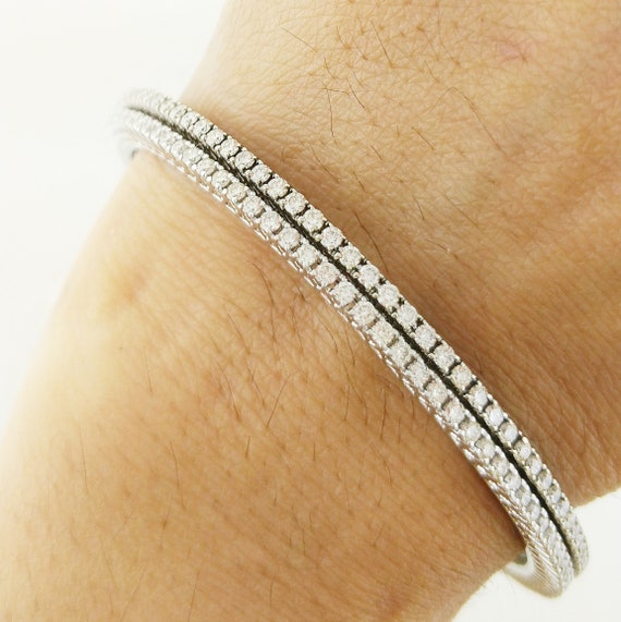White Gold Diamond Bangle Eternity Diamond Bangle Women Diamond