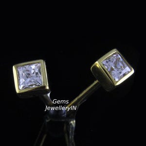 0.25ct Princess Diamond Studs, Pair of Bezel set studs, Minimalist Earrings, VS Lab Diamond Studs, Wedding Anniversary Gifts, Christmas Gift
