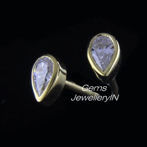 0.25ct Pear Diamond Studs, Bezel Lab Diamond Studs, Minimalist Earrings, VS Diamond Studs, Wedding Gifts, Anniversary Gifts, Christmas Gift
