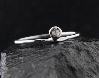 Raw Diamond Ring, Uncut Diamond Silver Ring, 925 Engagement Ring, Bezel Natural Diamond Ring, Promise Ring for Women, Halloween Sale