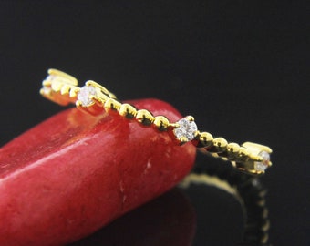 Bubble Diamond Ring, Minimalist Diamond Engagement Ring, 14k/18k Gold Diamond Ring, Simple Diamond Band,  Beautiful Bubble Ring Design