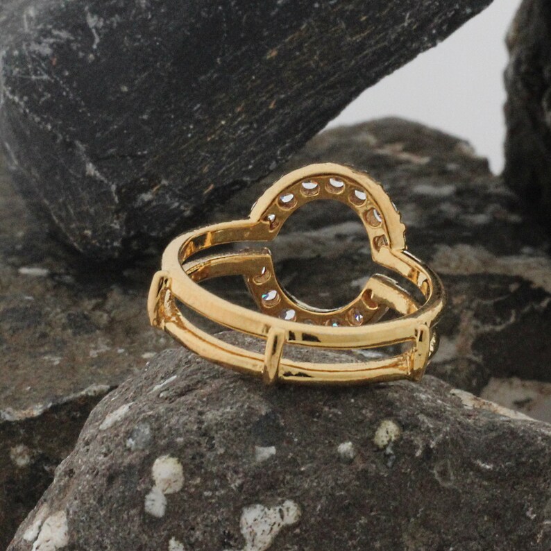 14k Oval diamond ring guard enhancer 14K gold diamond Halo Etsy